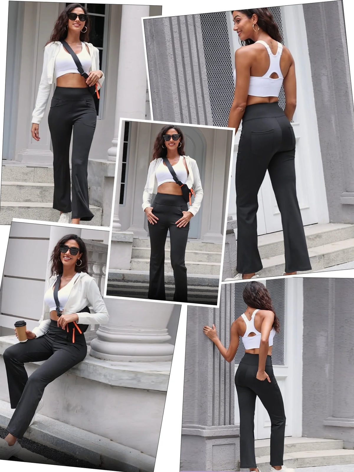Yoga Pants for Women, High Waist Bootcut Flare Leggings with Pockets, Lightweight Workout Activewear Black XL