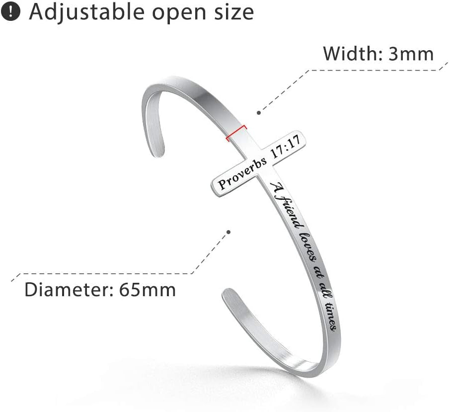 Silver Cross Bracelet, Christian Gifts for Women