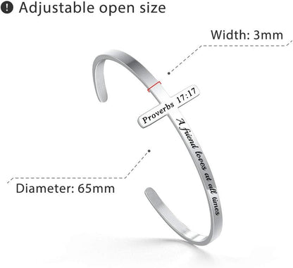 Silver Cross Bracelet, Christian Gifts for Women