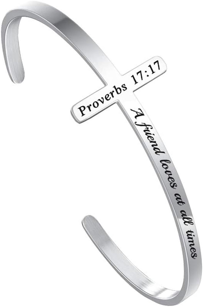 Silver Cross Bracelet, Christian Gifts for Women