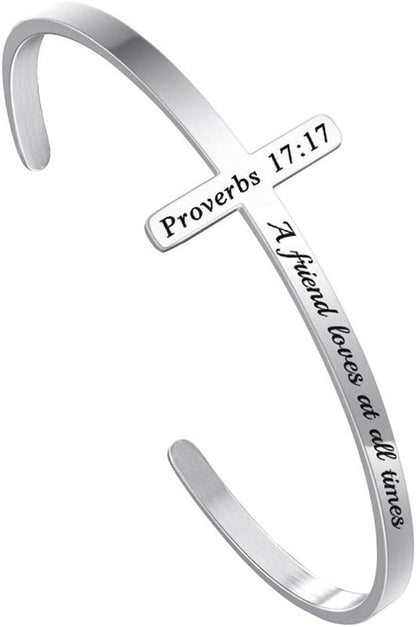 Silver Cross Bracelet, Christian Gifts for Women