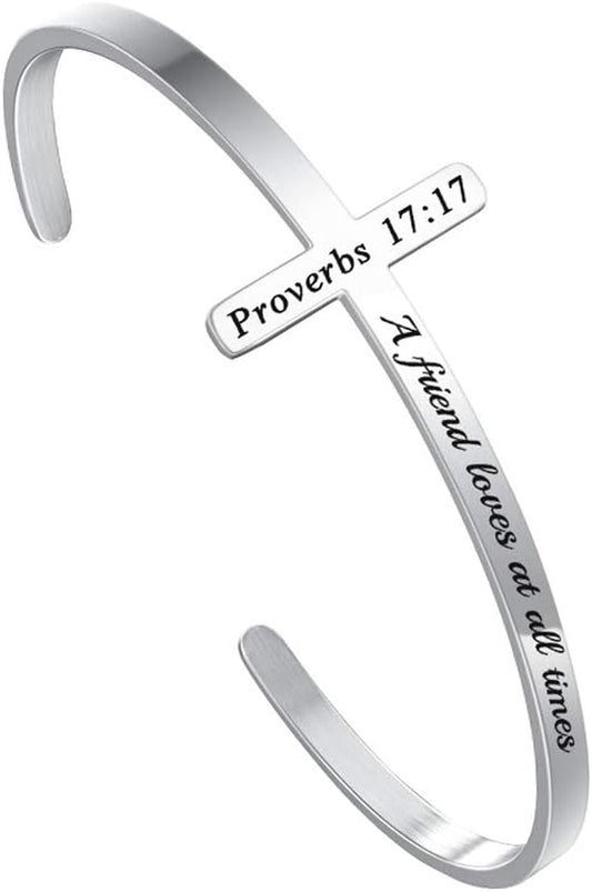 Silver Cross Bracelet, Christian Gifts for Women