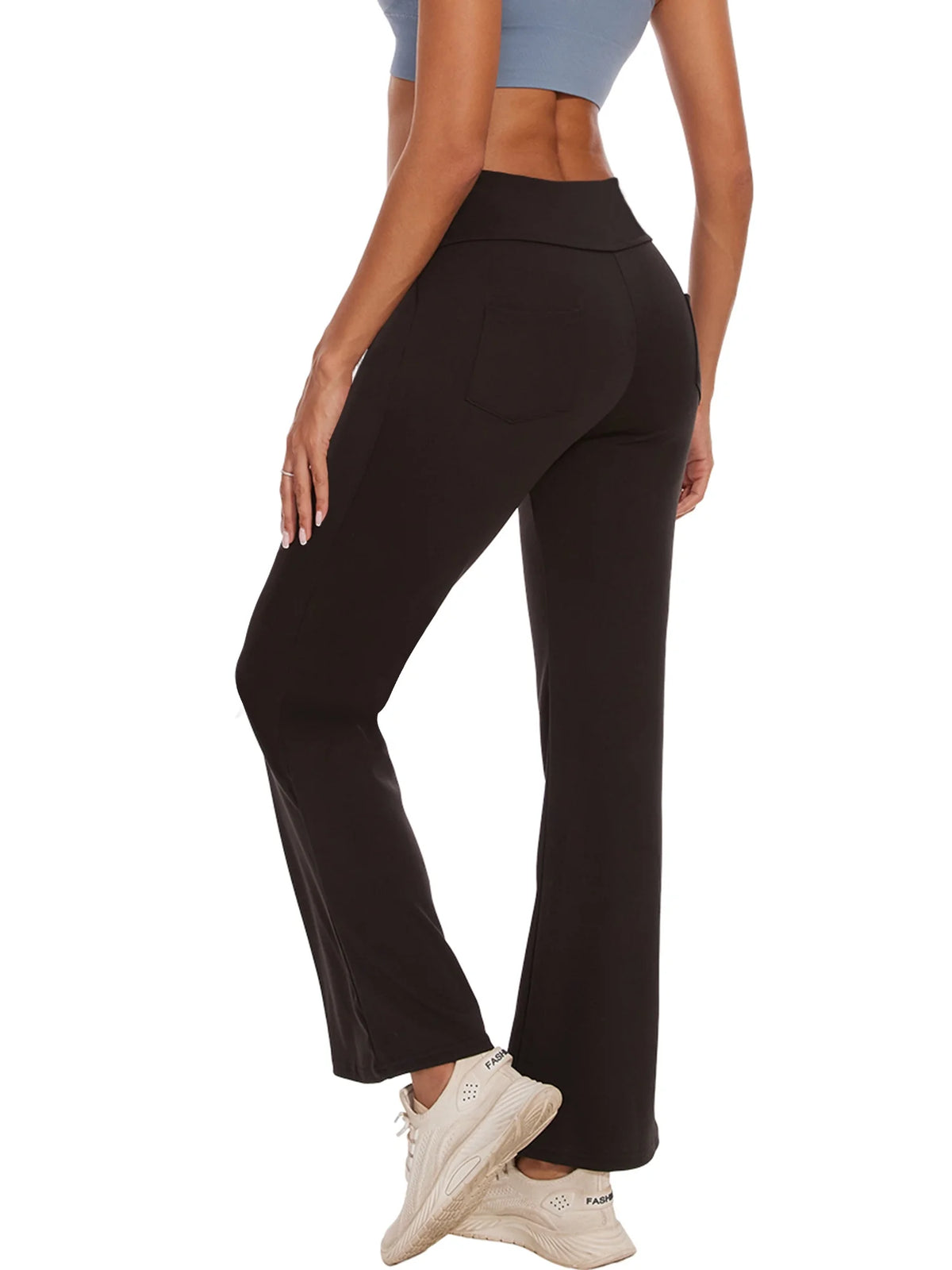 Yoga Pants for Women, High Waist Bootcut Flare Leggings with Pockets, Lightweight Workout Activewear Black XL