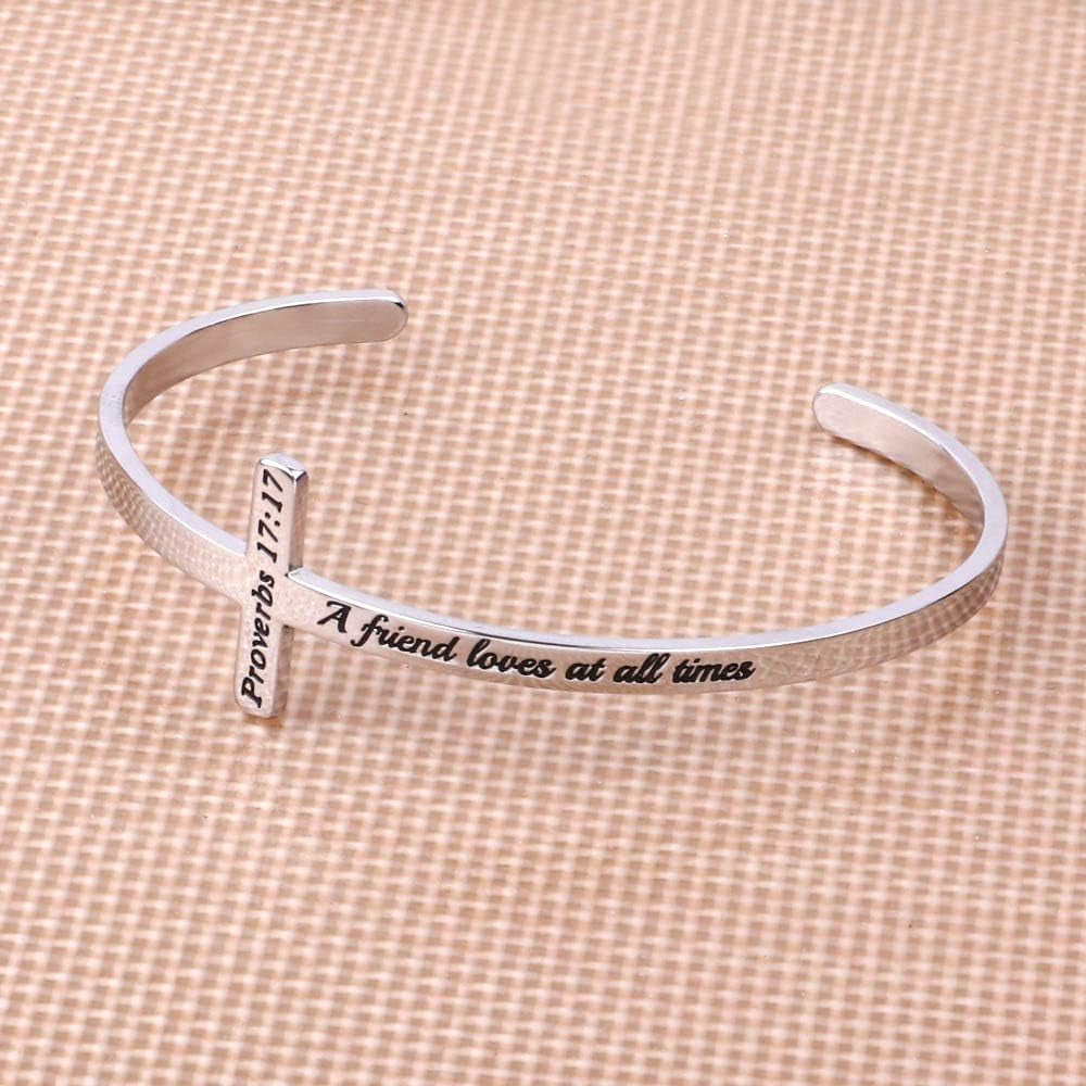 Silver Cross Bracelet, Christian Gifts for Women