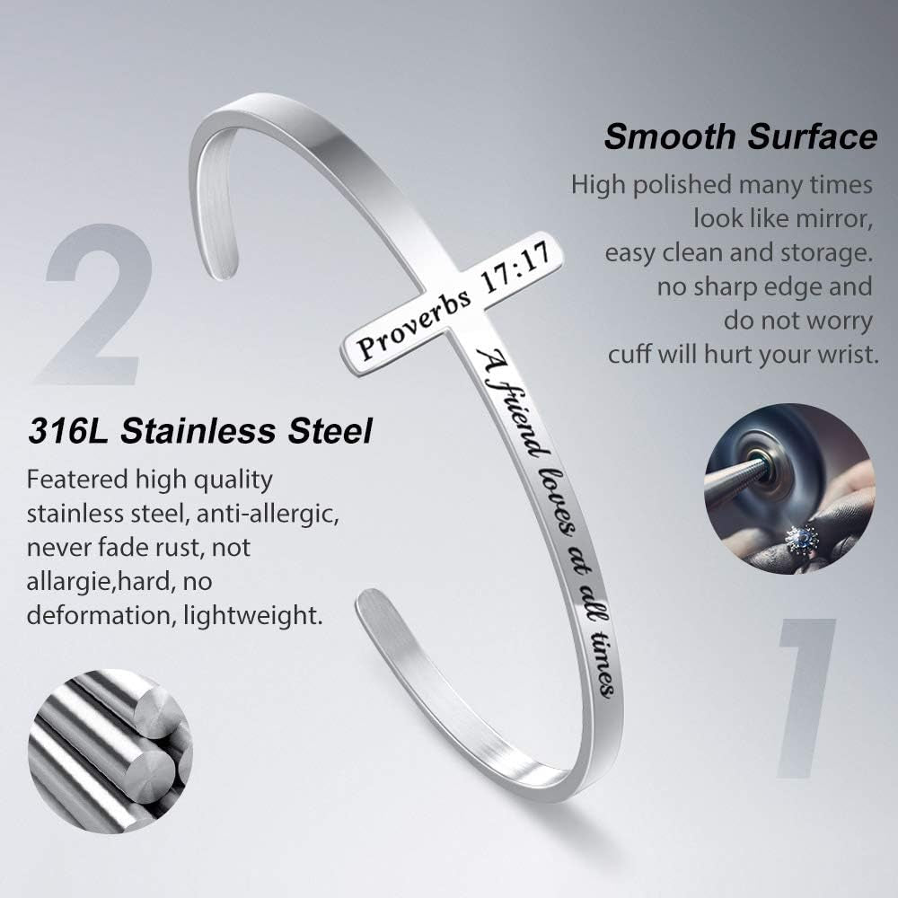 Silver Cross Bracelet, Christian Gifts for Women
