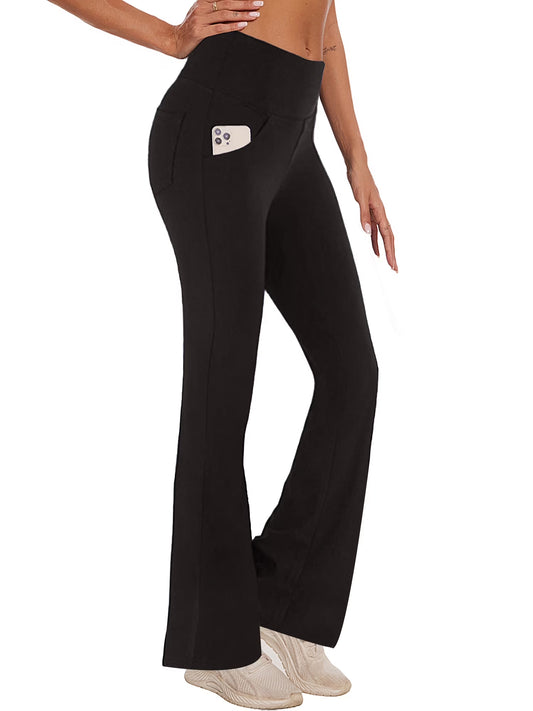 Yoga Pants for Women, High Waist Bootcut Flare Leggings with Pockets, Lightweight Workout Activewear Black XL